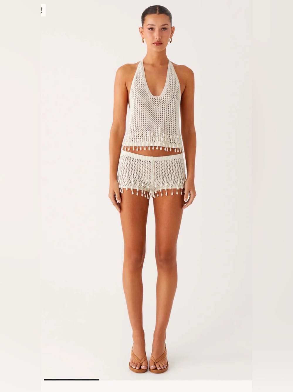 Peppermayo beaded crochet top and shorts